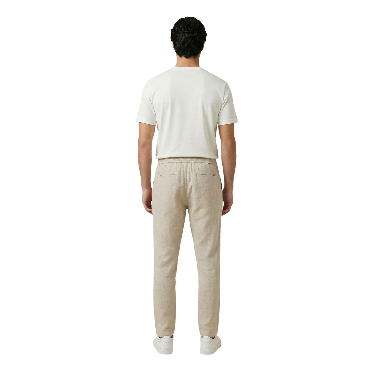 Image 2 : Pantalon homme Gianni Lupo beige lyocell, détail coupe et poches frontales — delvale