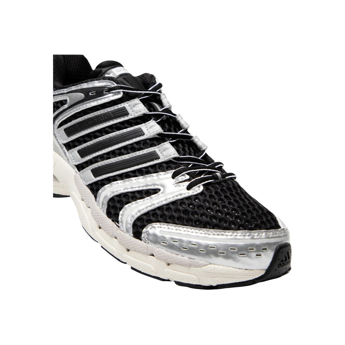 Image 5 : Vue du dessus des baskets Adidas Originals Control 5 homme, tige synthétique texturée noir et argent, languette rembourrée — Delvale