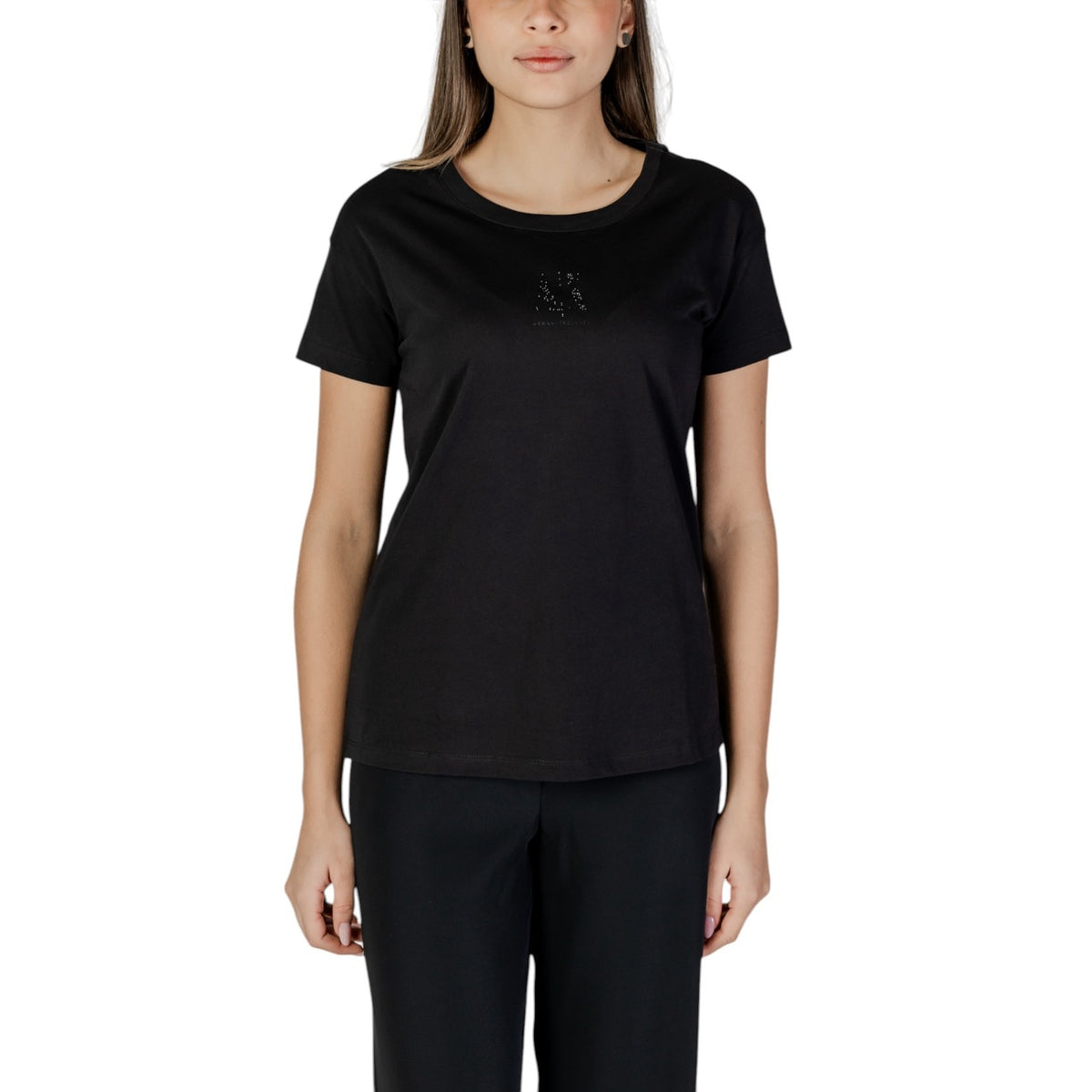 Image 4 : T-shirt Armani Exchange femme porté coton blanc col rond style casual — Delvale
