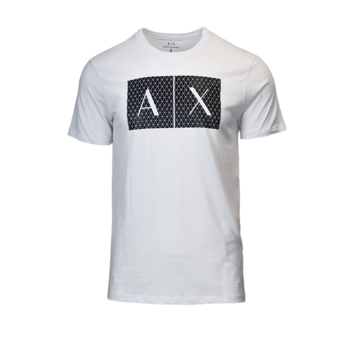 T-shirt Armani Exchange homme blanc logo AX noir grand format vue de face — coton manches courtes Ref. WH7_176498