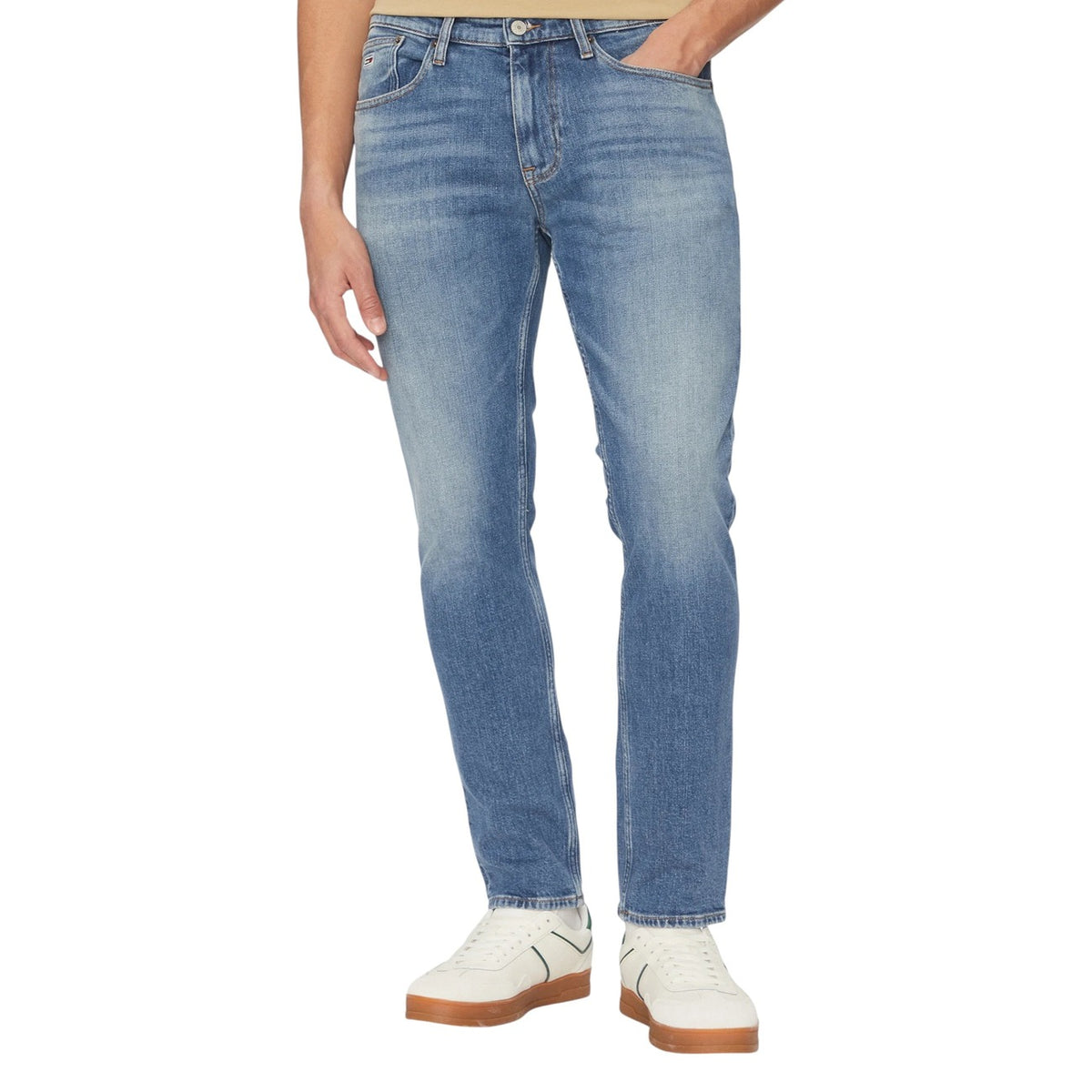 Image 1 : Jean homme Tommy Hilfiger bleu azur en coton organique, vue de face — Delvale