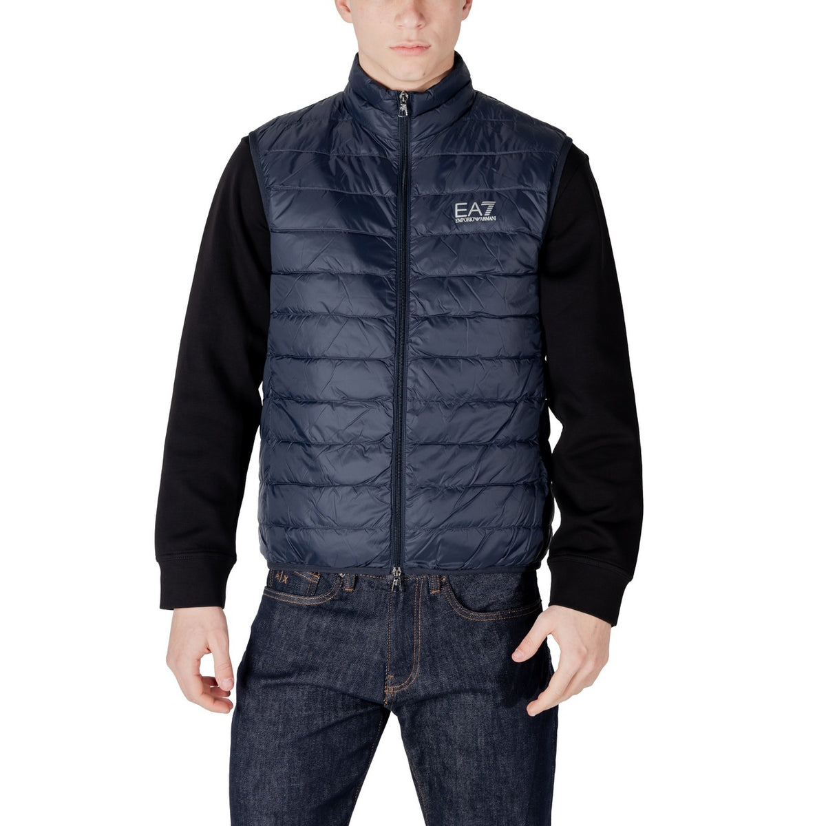 Image 1 : Gilet EA7 homme bleu sans manches avec col montant et fermeture éclair — Delvale