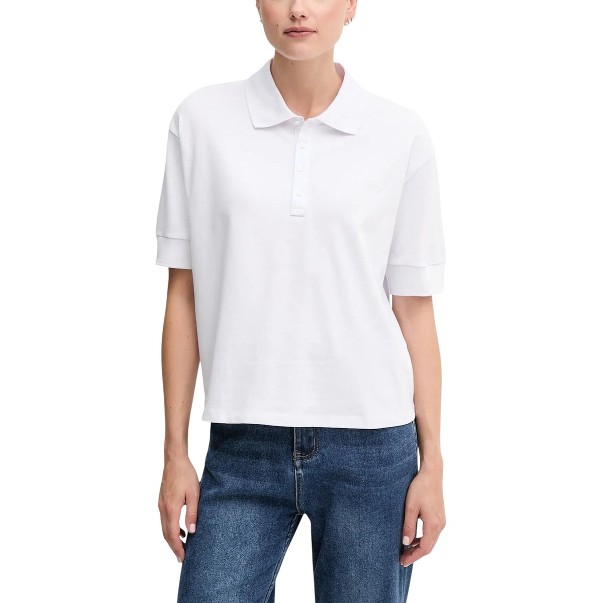Image 4 : T-shirt noir Armani Exchange femme col polo vue de dos coupe ajustée — delvale