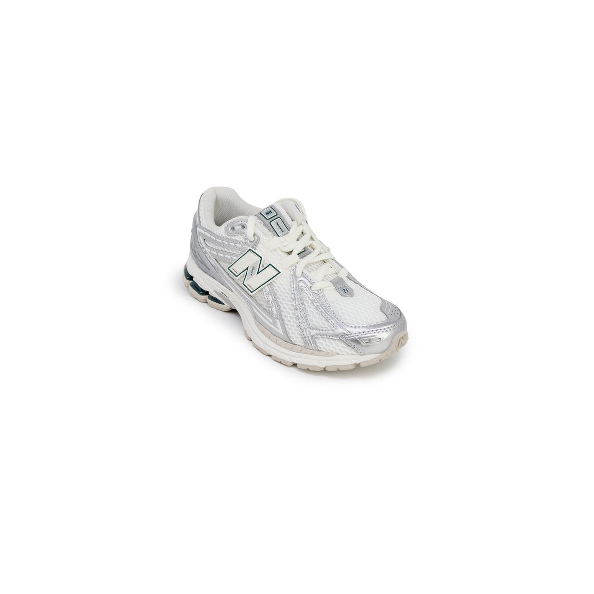 Image 2 : New Balance 1906R femme coloris blanc et argenté, tige mesh et renforts métalliques — delvale