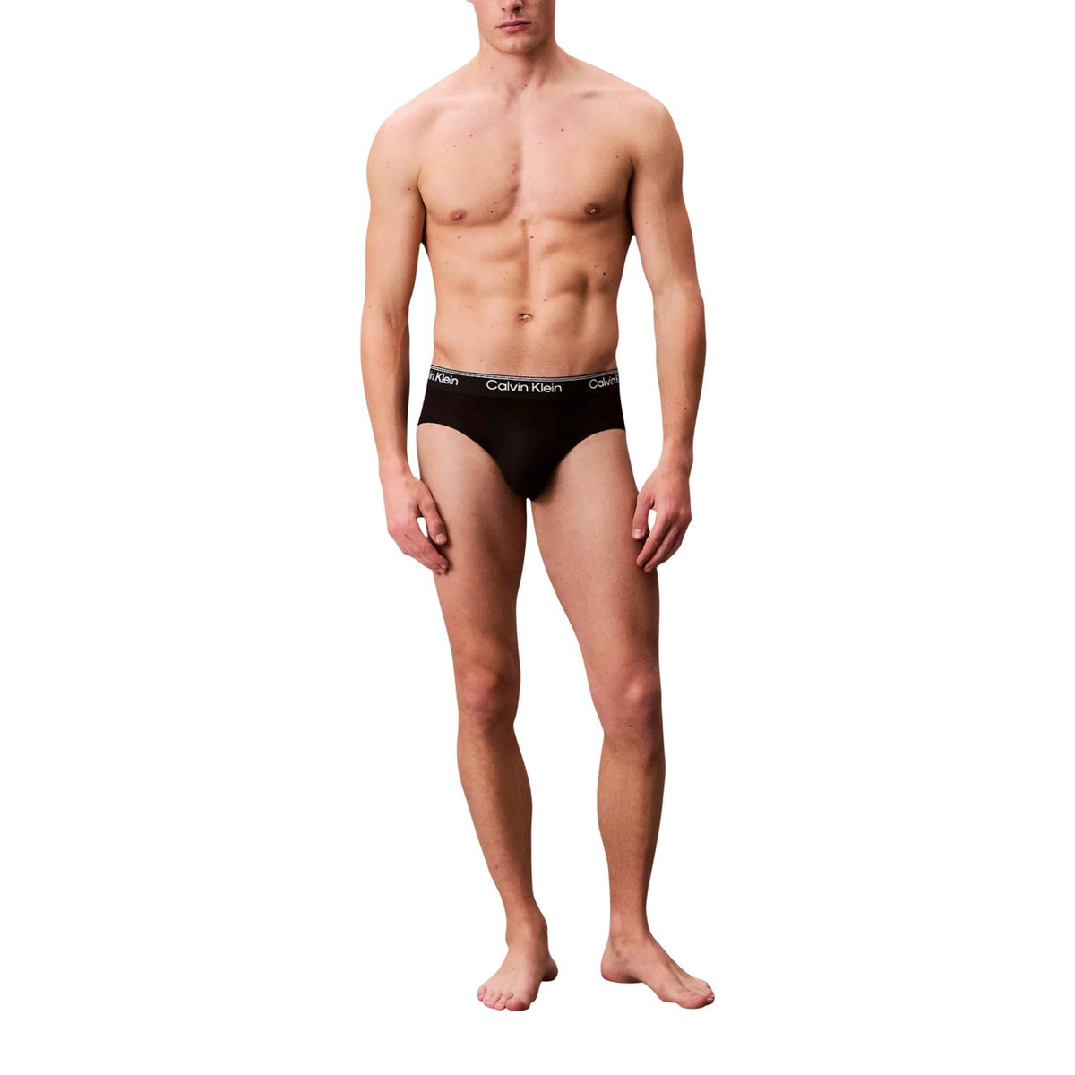 Image 5 : Trio de slips Calvin Klein Underwear homme noirs en disposition éventail, ceintures logo visibles — Delvale