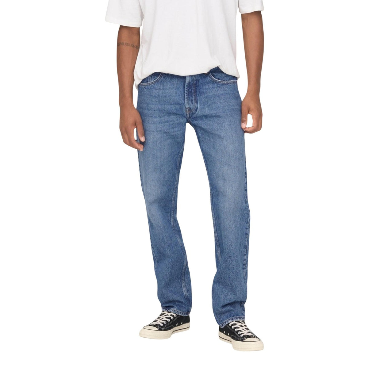 Image 1 : Jean homme Only & Sons bleu azur coupe moderne avec fermeture zip — Delvale