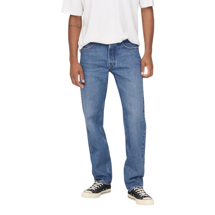 Image 1 : Jean homme Only & Sons bleu azur coupe moderne avec fermeture zip — Delvale