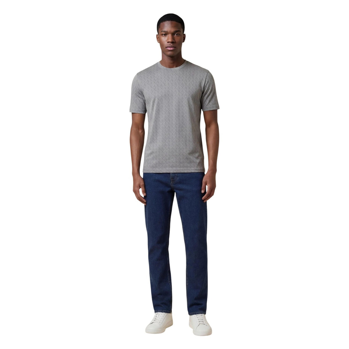 Image 3 : T-shirt Armani Exchange homme gris, vue de dos montrant la coupe ajustée — Delvale