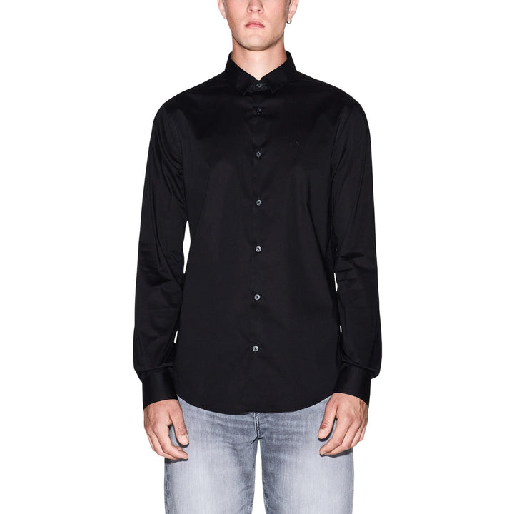 Image 1 : Chemise noire Armani Exchange homme manches longues col classique — Delvale