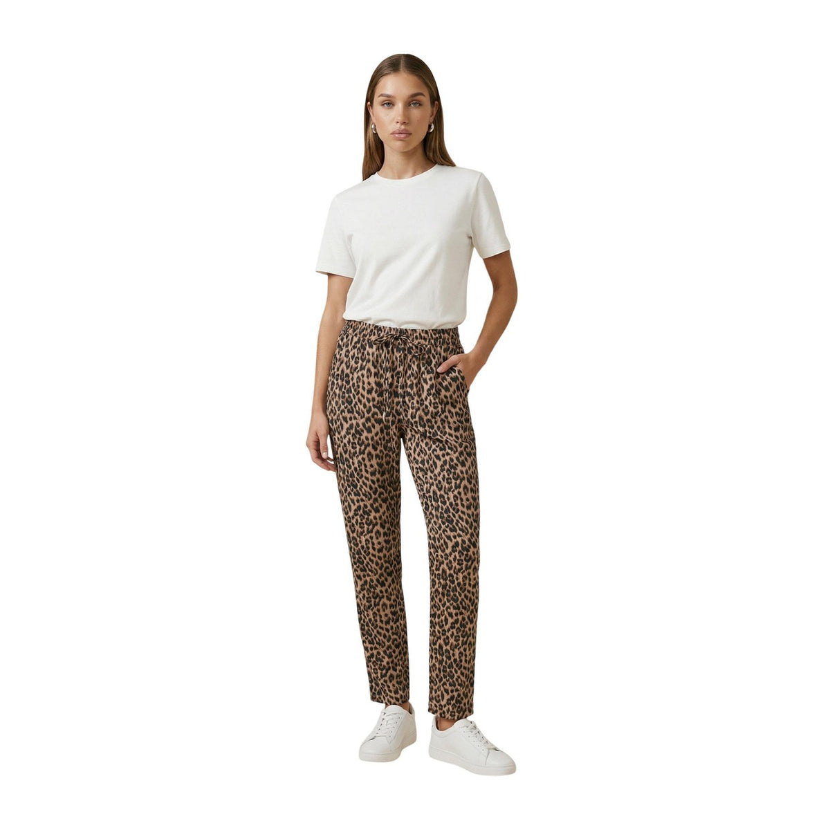 Image 5 : Pantalon femme Only taille haute imprimé animal, poche latérale visible, look casual chic — Delvale