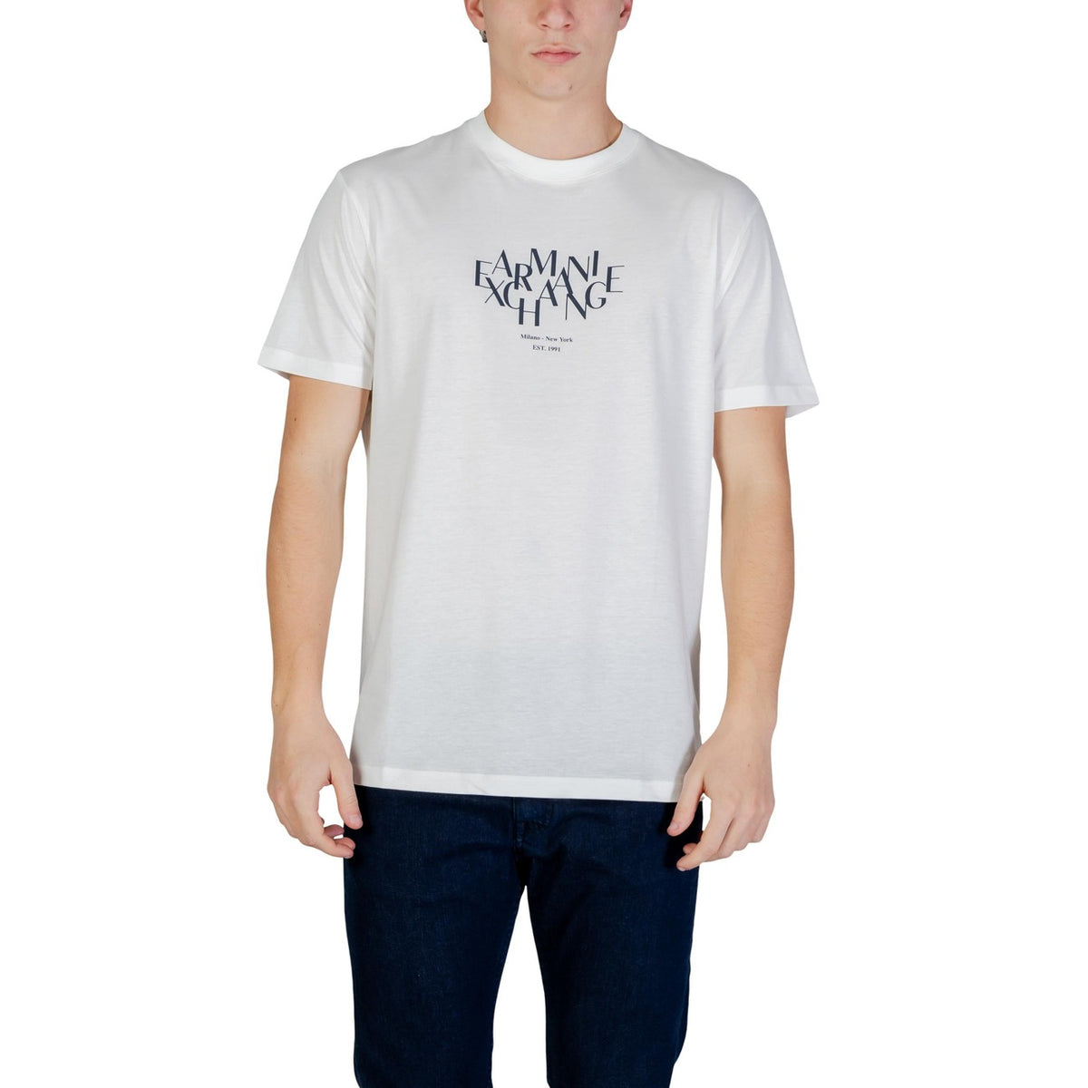 Image 4 : T-shirt Armani Exchange homme bleu détail encolure ronde — Delvale