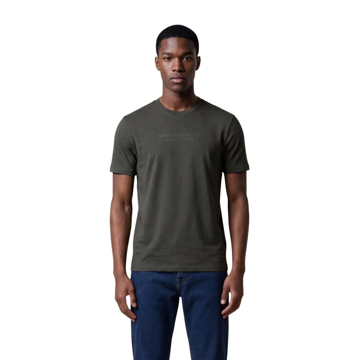 Image 1 : T-shirt Armani Exchange homme vert en coton, vue de face — Delvale