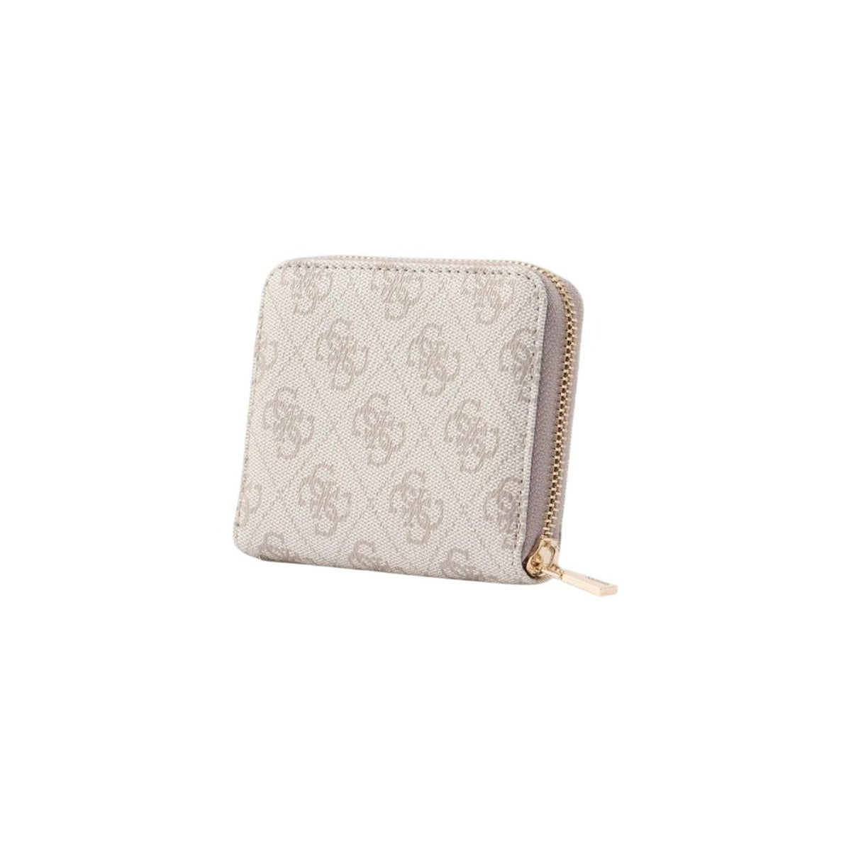 Image 2 : Vue de face du portefeuille Guess femme zippé au monogramme 4G ton sur ton sur fond beige poudré — Delvale