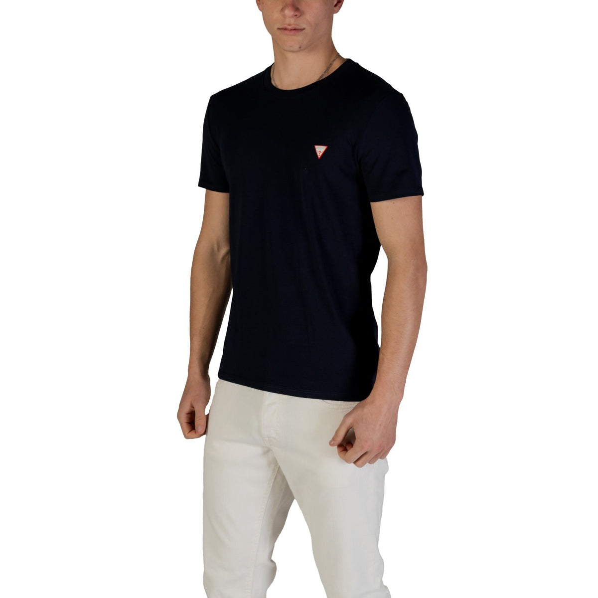 Image 3 : T-shirt Guess bleu homme coton élasthanne détail col rond manches courtes — Delvale