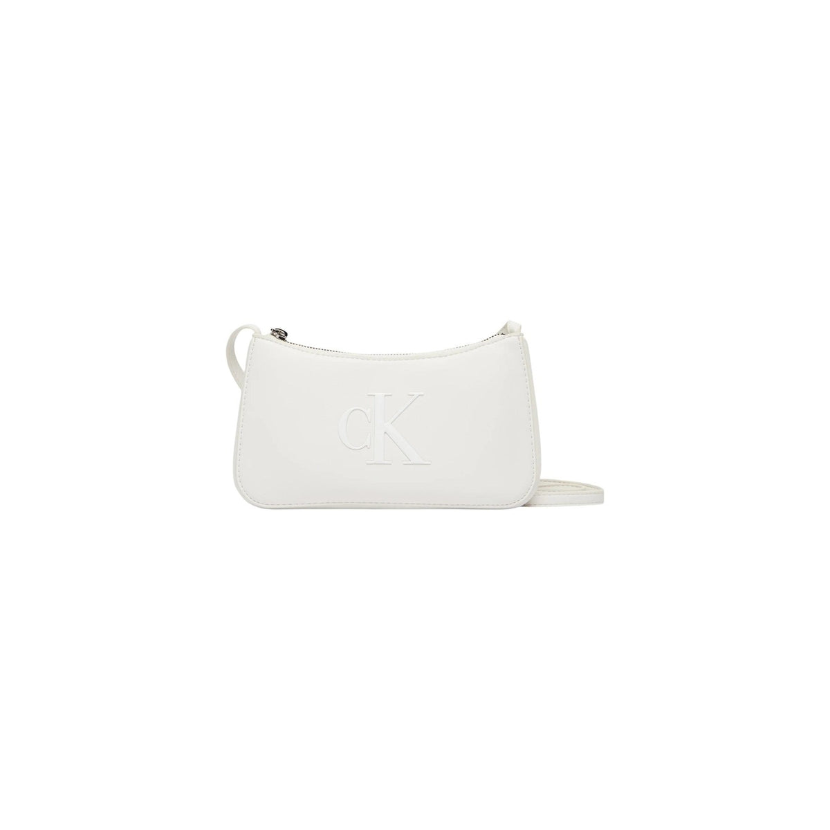 Image 6 : Vue d'ensemble du sac baguette Calvin Klein noir monogramme CK gaufré zip doré — Delvale