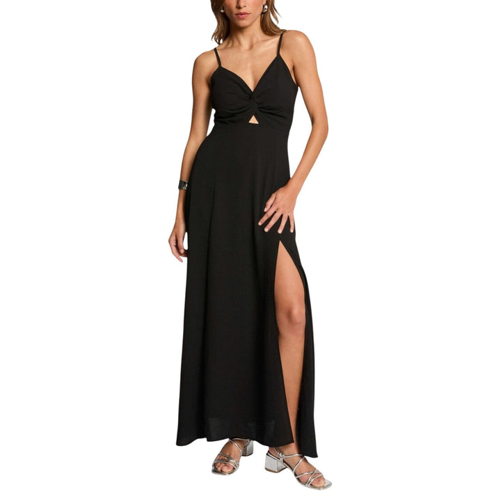 Image 1 : Robe noire Morgan De Toi à bretelles avec décolleté en V — delvale