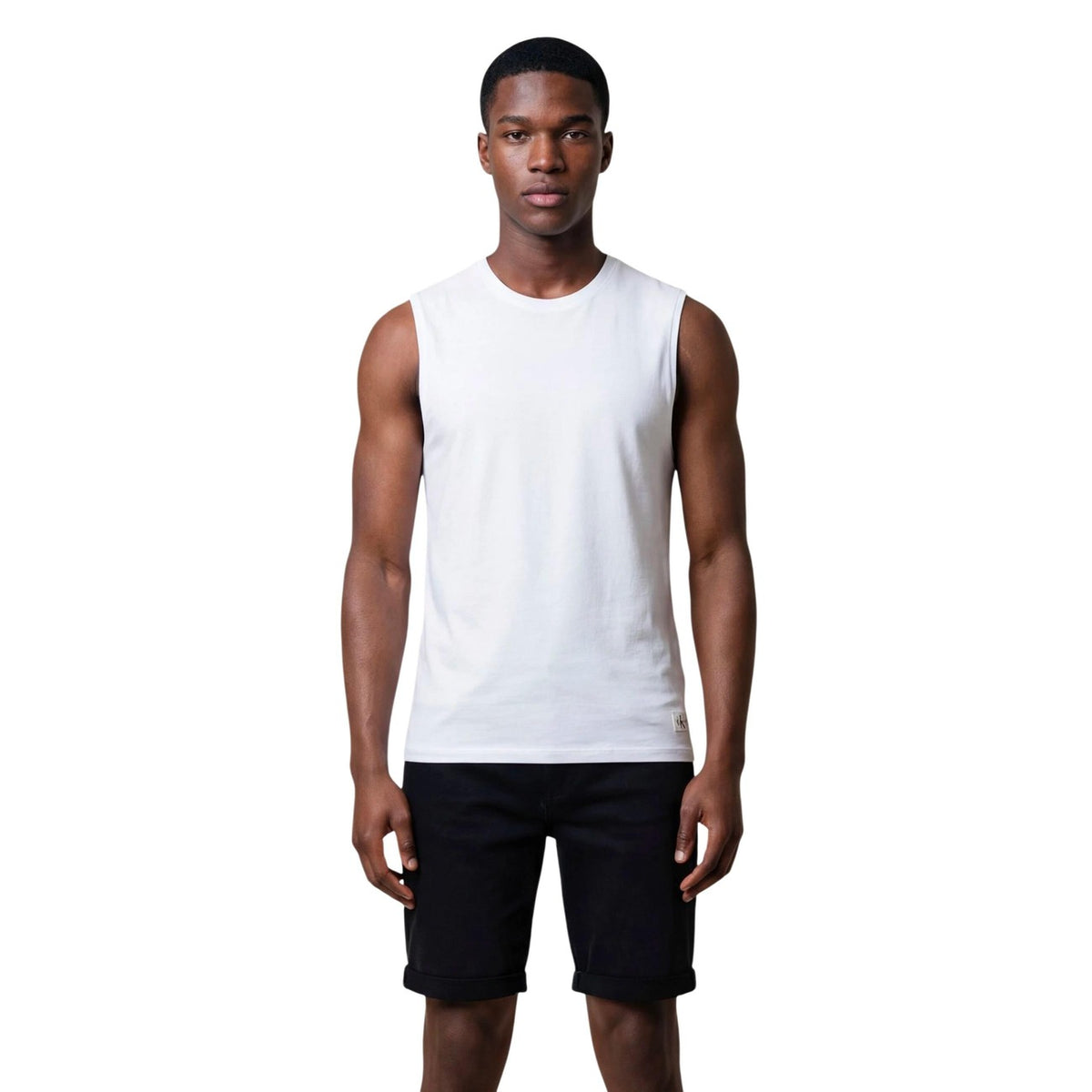 Image 1 : Débardeur Calvin Klein Jeans homme blanc en coton, col rond — Delvale