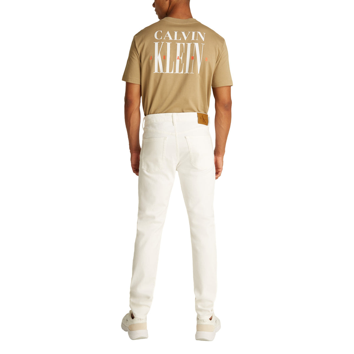 Image 2 : Détail jean blanc Calvin Klein Jeans homme avec poches avant et logo — Delvale