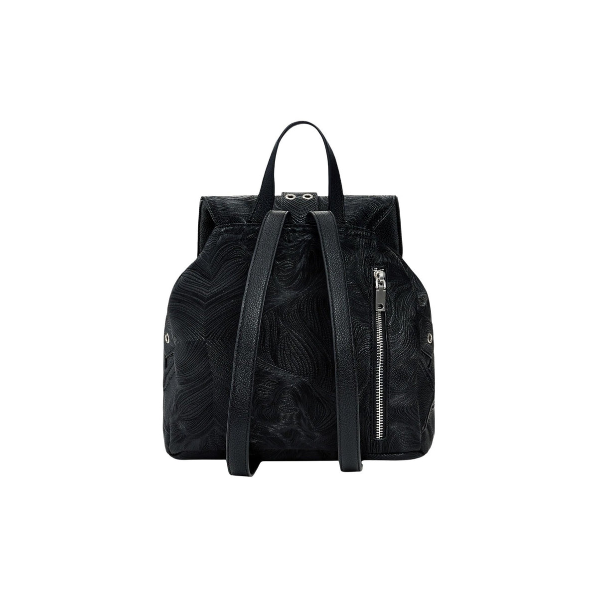 Image 3 : Vue d'ensemble du sac à dos Desigual femme noir montrant les bretelles et la silhouette — delvale