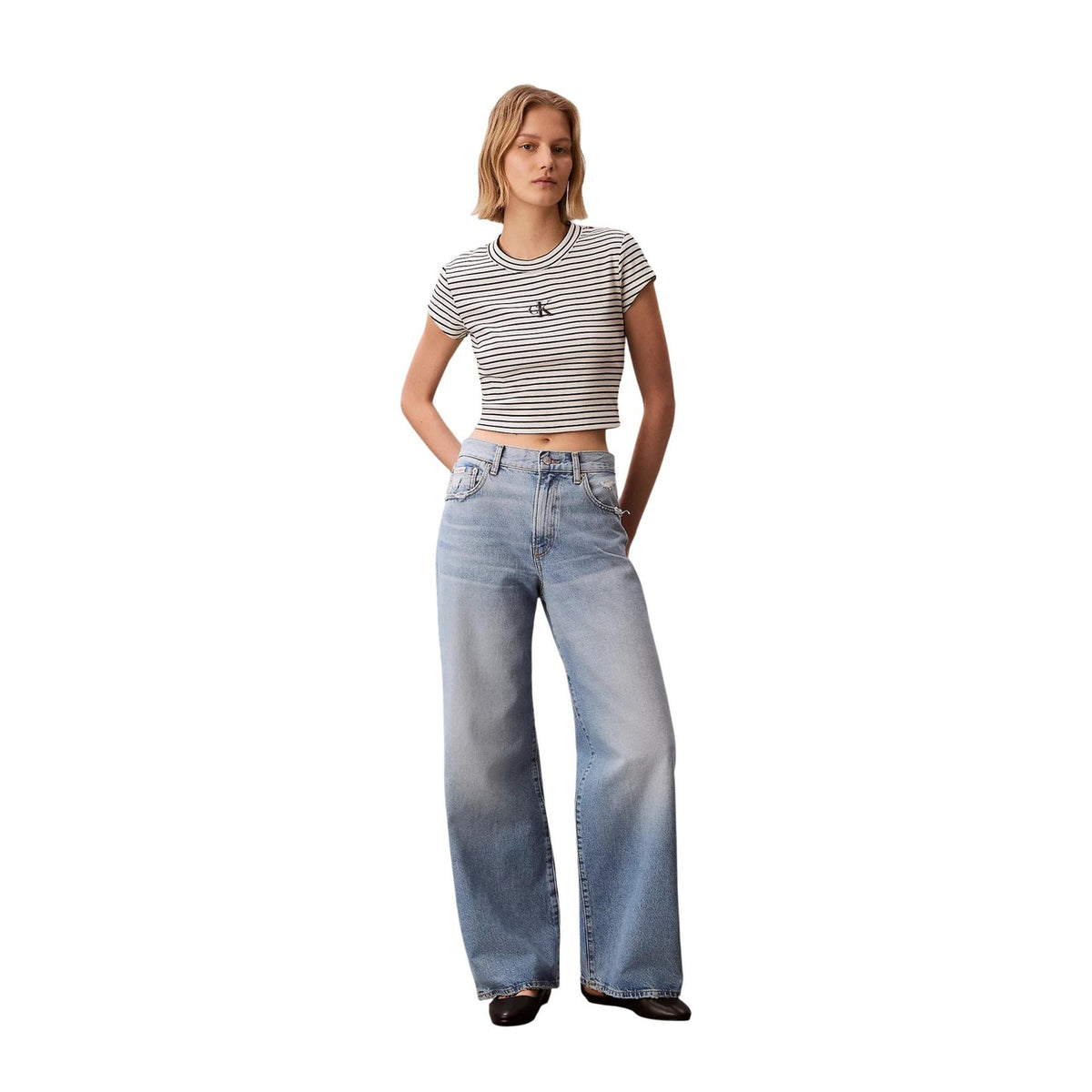 Image 3 : Top femme Calvin Klein Jeans noir rayé, style casual chic avec finitions soignées — Delvale