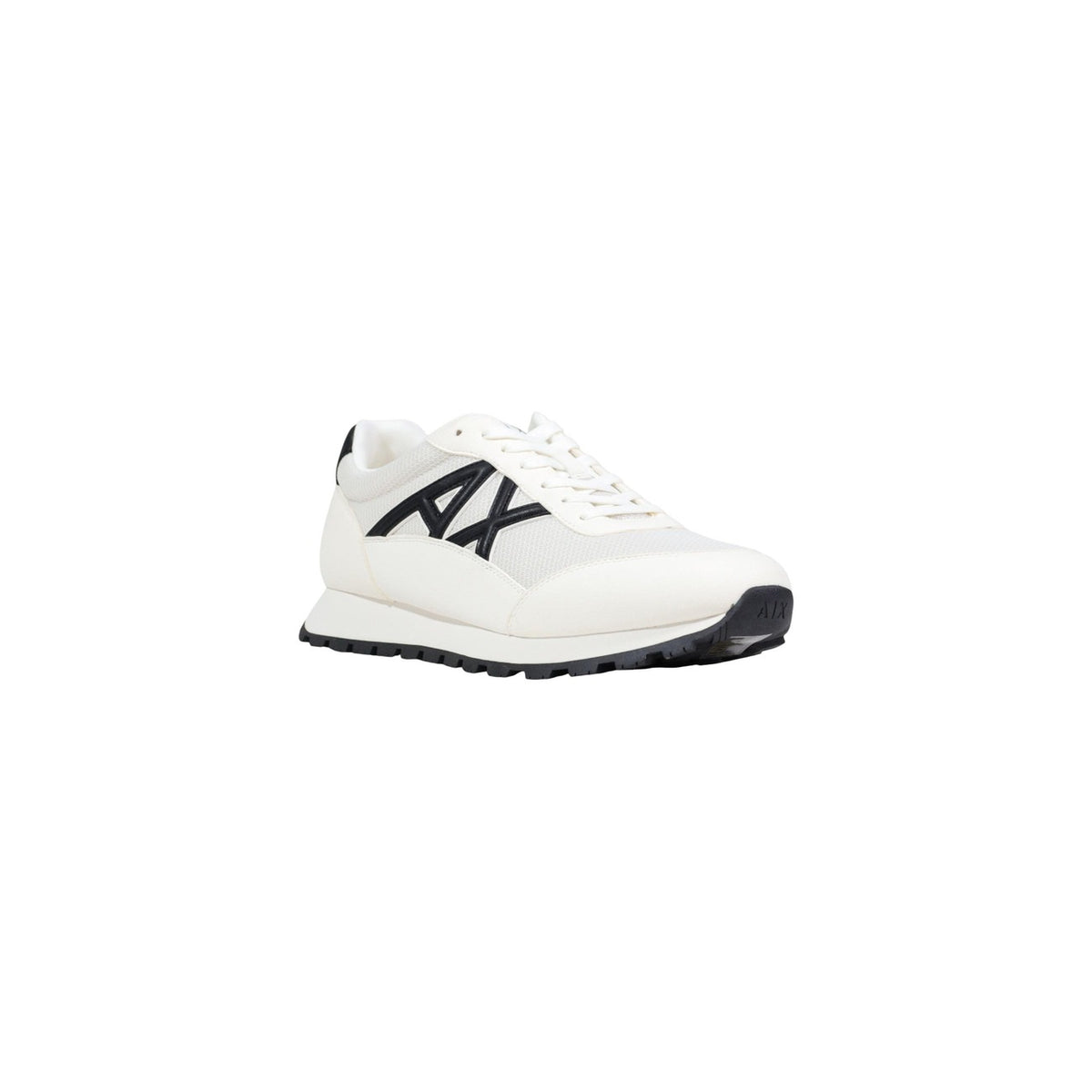 Image 2 : Baskets Armani Exchange homme blanc cassé et noir à logo contrasté, vue de trois-quarts — Delvale