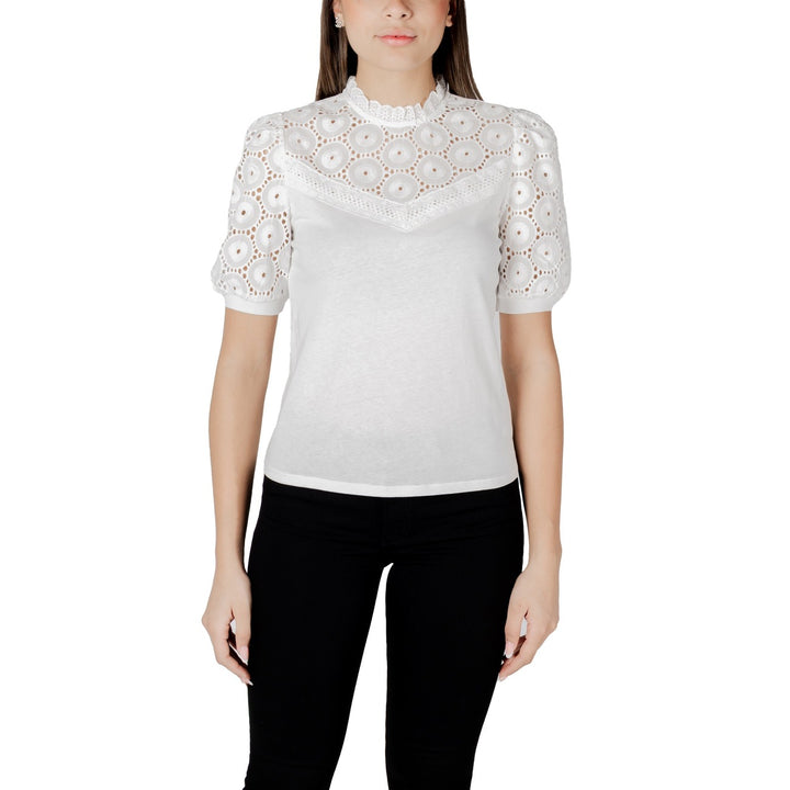 Image 1 : Blouse blanche Morgan De Toi avec col montant et manches courtes pour femme — delvale