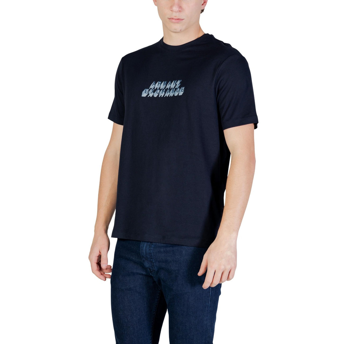 Image 2 : Détail coupe moderne t-shirt Armani Exchange bleu homme — Delvale