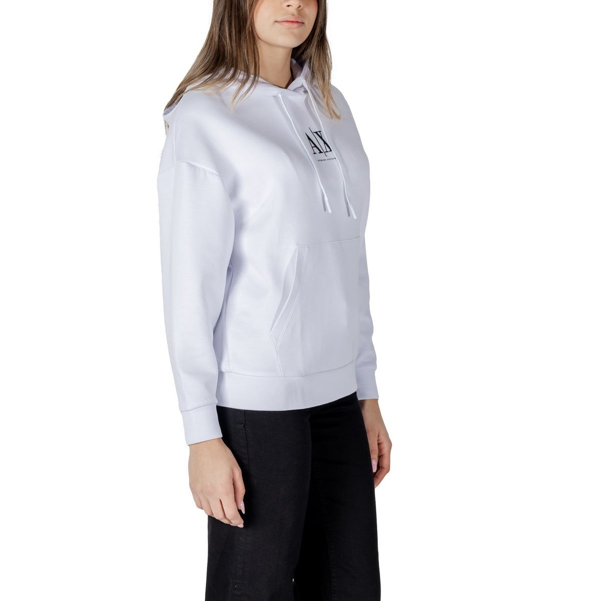Image 3 : Sweat à capuche Armani Exchange blanc femme, logo AX poitrine, style décontracté — Delvale