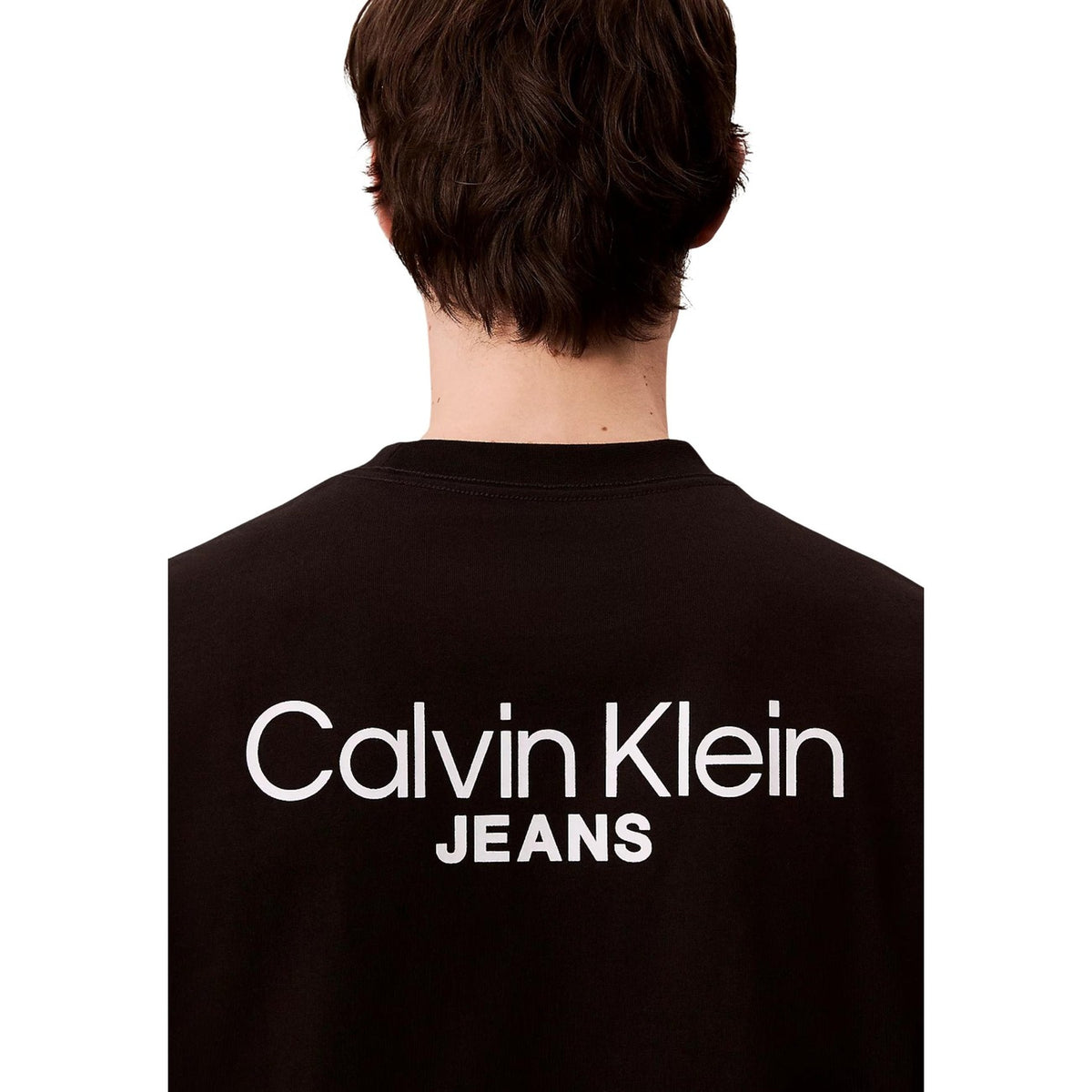 Image 2 : T-shirt Calvin Klein Jeans homme noir en coton, vue détaillée du design et de la coupe — Delvale
