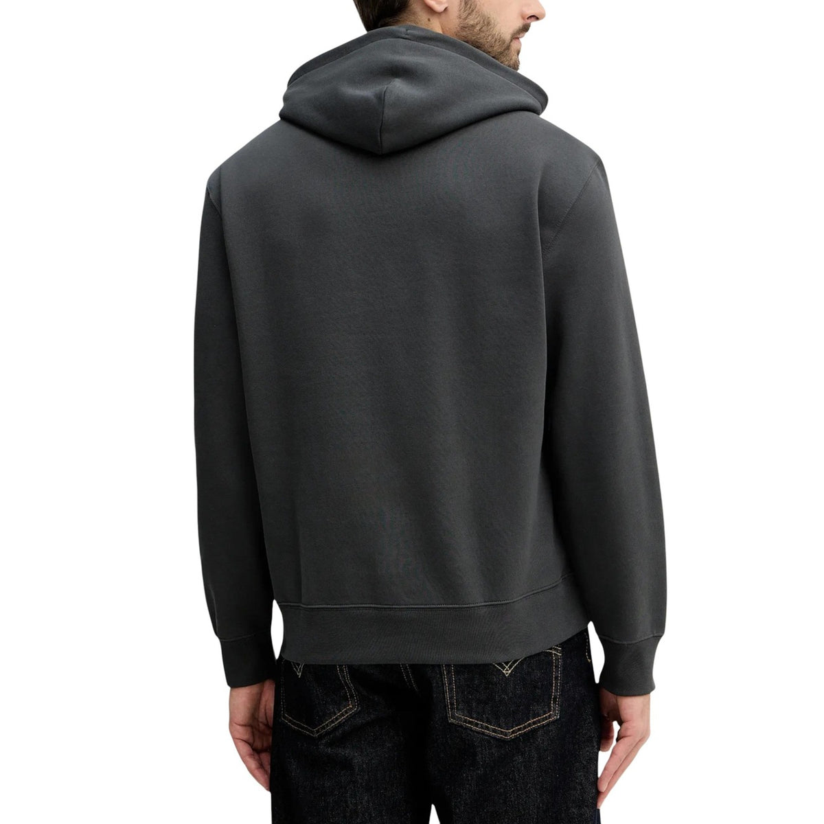 Image 2 : Vue de face du sweat capuche Calvin Klein gris anthracite homme avec logo NY — Delvale