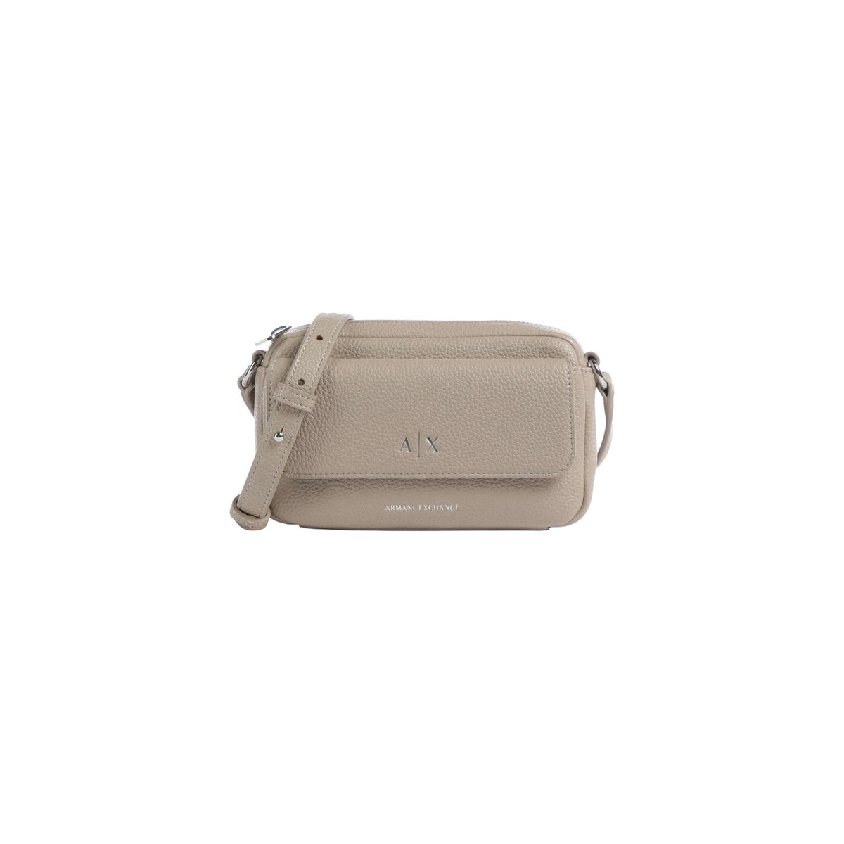 Image 1 : Sac bandoulière camera bag Armani Exchange femme en beige avec logo AX en façade et bandoulière réglable — Delvale