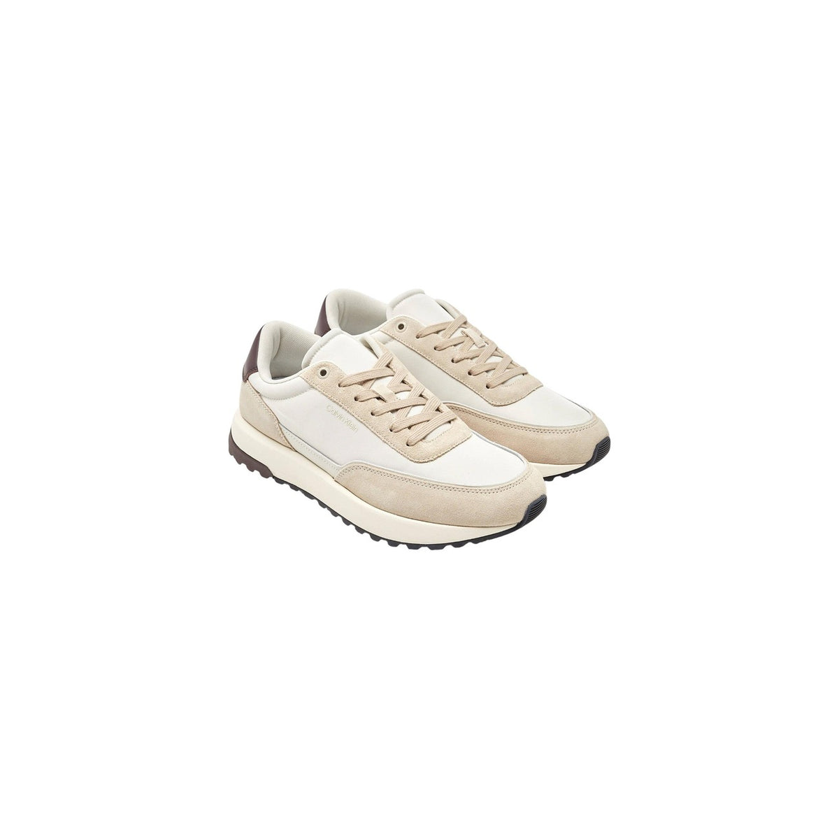 Image 3 : Baskets Calvin Klein Low Top Lace Up homme beige et marron détail finitions — Delvale