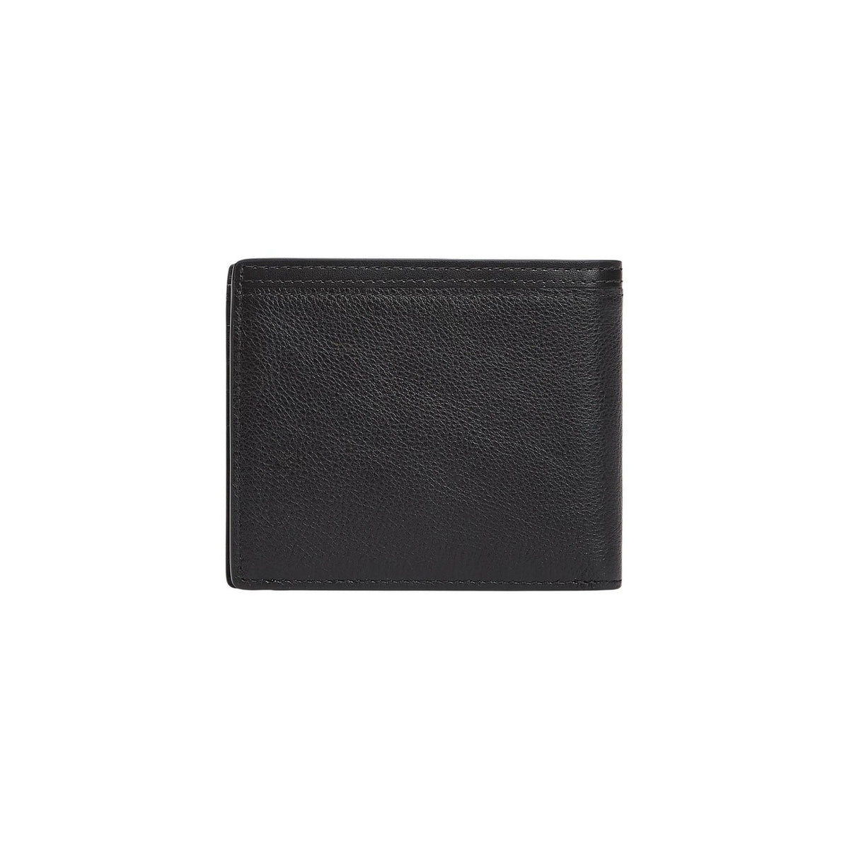 Image 2 : Portefeuille Tommy Hilfiger homme bifold compact noir, détail de la texture cuir grainé — Delvale