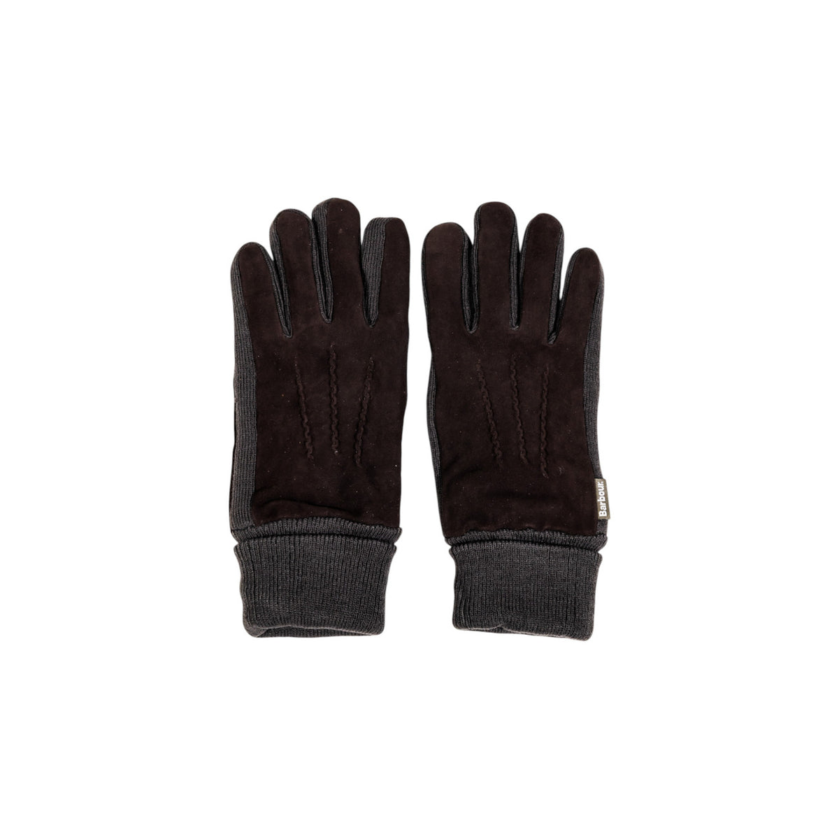 Image 1 : Gants en cuir marron Barbour homme, vue de face posés à plat — Delvale