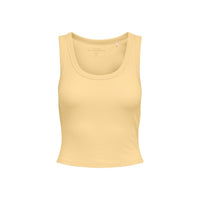 Image 1 : Débardeur Only jaune femme col rond en coton, vue de face — Delvale
