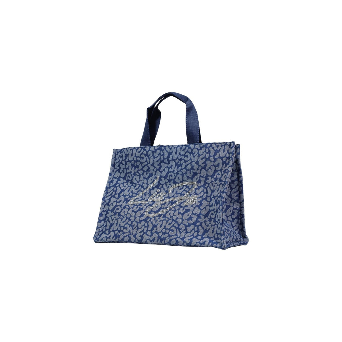 Image 2 : Sac à main Liu Jo femme format rectangulaire bleu motif léopard jacquard et doubles anses en tissu bleu marine — Delvale