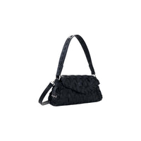 Image 2 : Détail du tressage irrégulier en similicuir noir sur sac baguette Desigual avec bandoulière — Delvale