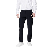 Armani Exchange pantalon homme noir coupe droite fuselée zip bouton vue de face — Delvale