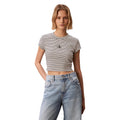 Calvin Klein Jeans Top Femme Noir Rayé Manches Courtes