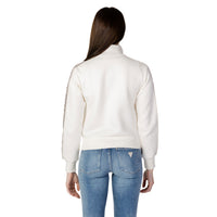 Image 2 : Détail des bandes monogramme Guess Active sur sweat zippé femme blanc col montant — delvale