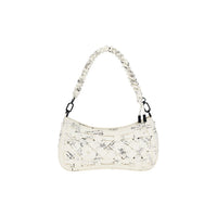 Image 1 : Sac baguette Desigual femme ivoire imprimé manuscrit avec anse perlée et lanières tressées — delvale