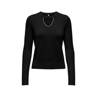 Image 1 : Pull Only femme noir col rond manches longues, coupe moderne élégante — delvale