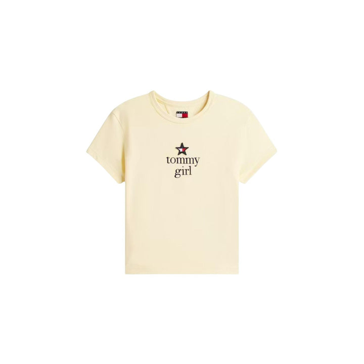 Image 1 : T-shirt blanc Tommy Hilfiger Jeans femme en coton organique, vue de face — delvale