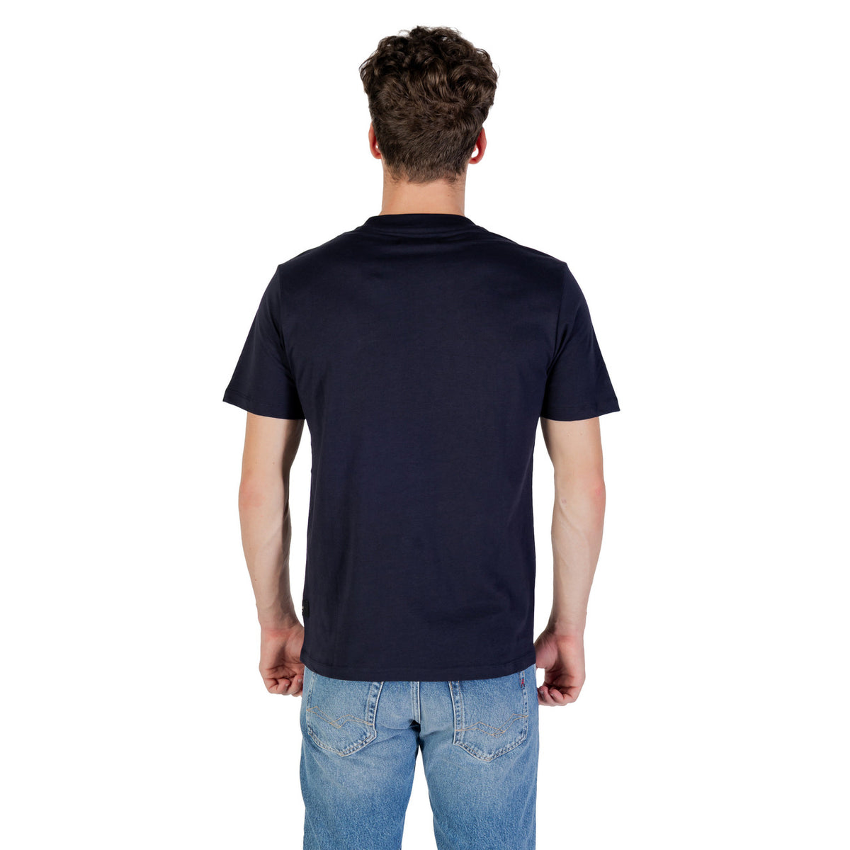 Image 2 : Vue détail du motif imprimé sur t-shirt Replay homme bleu en coton — Delvale