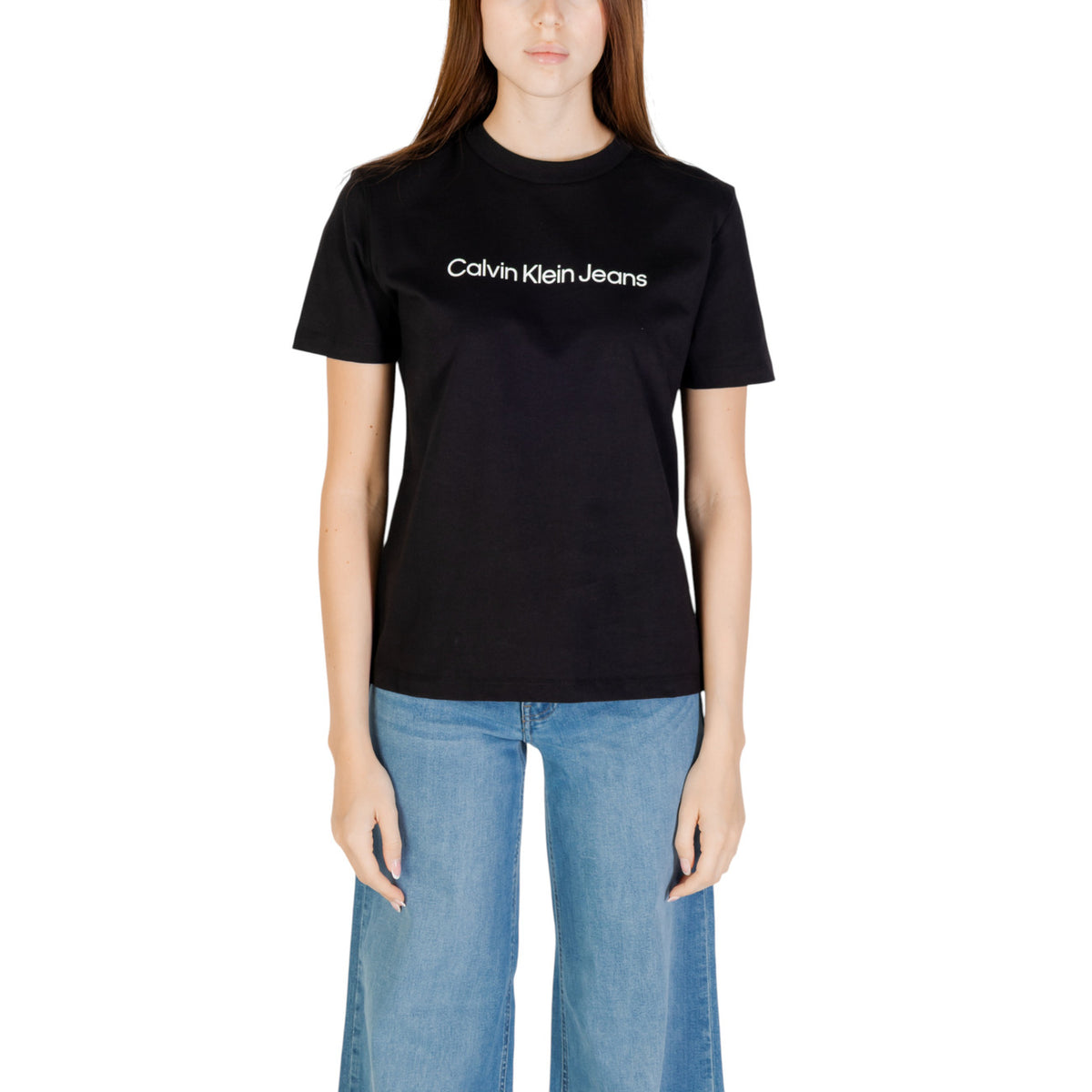 Image 5 : T-shirt Calvin Klein Jeans femme vert col rond détail col et manches — delvale