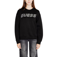 Image 1 : Sweat col rond Guess Active femme noir avec logo strass argenté sur mannequin — delvale