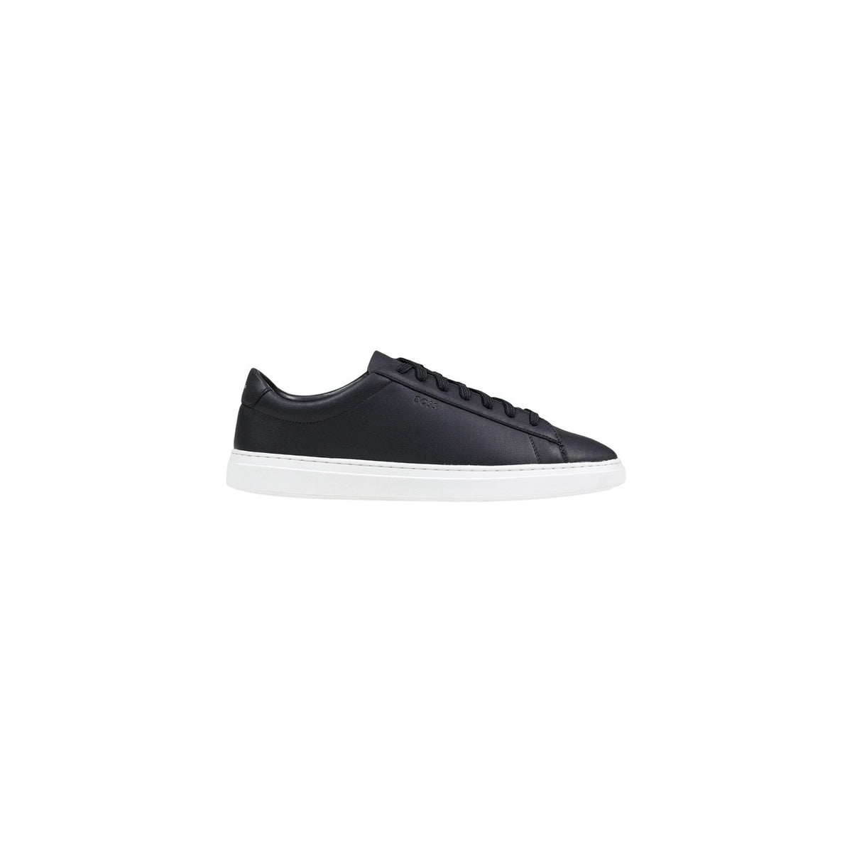 Sneakers Boss Gary homme noir tige cuir lisse semelle blanche profil