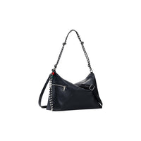 Image 2 : Sac Desigual noir géométrique trapèze détail anses chaîne et fermeture zip — delvale