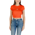 Calvin Klein Jeans Top Rouge Femme Manches Courtes Col Rond