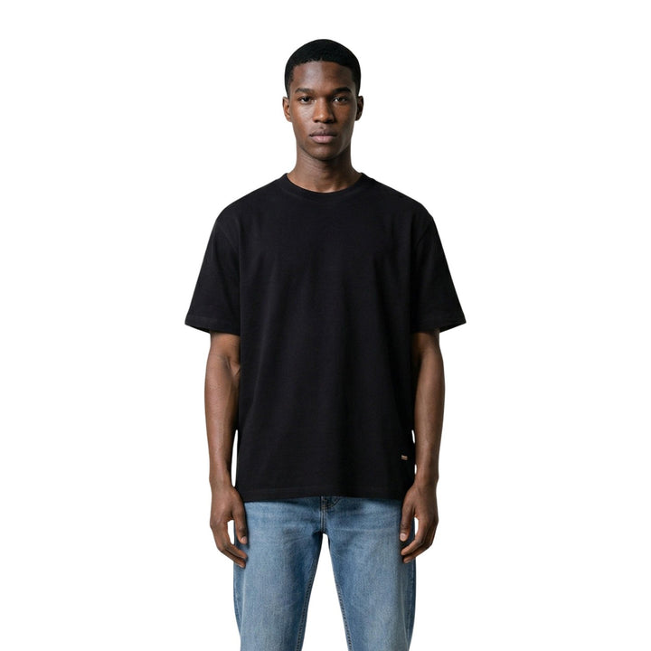 Image 1 : T-shirt homme Gianni Lupo noir col rond manches courtes, vue de face — delvale